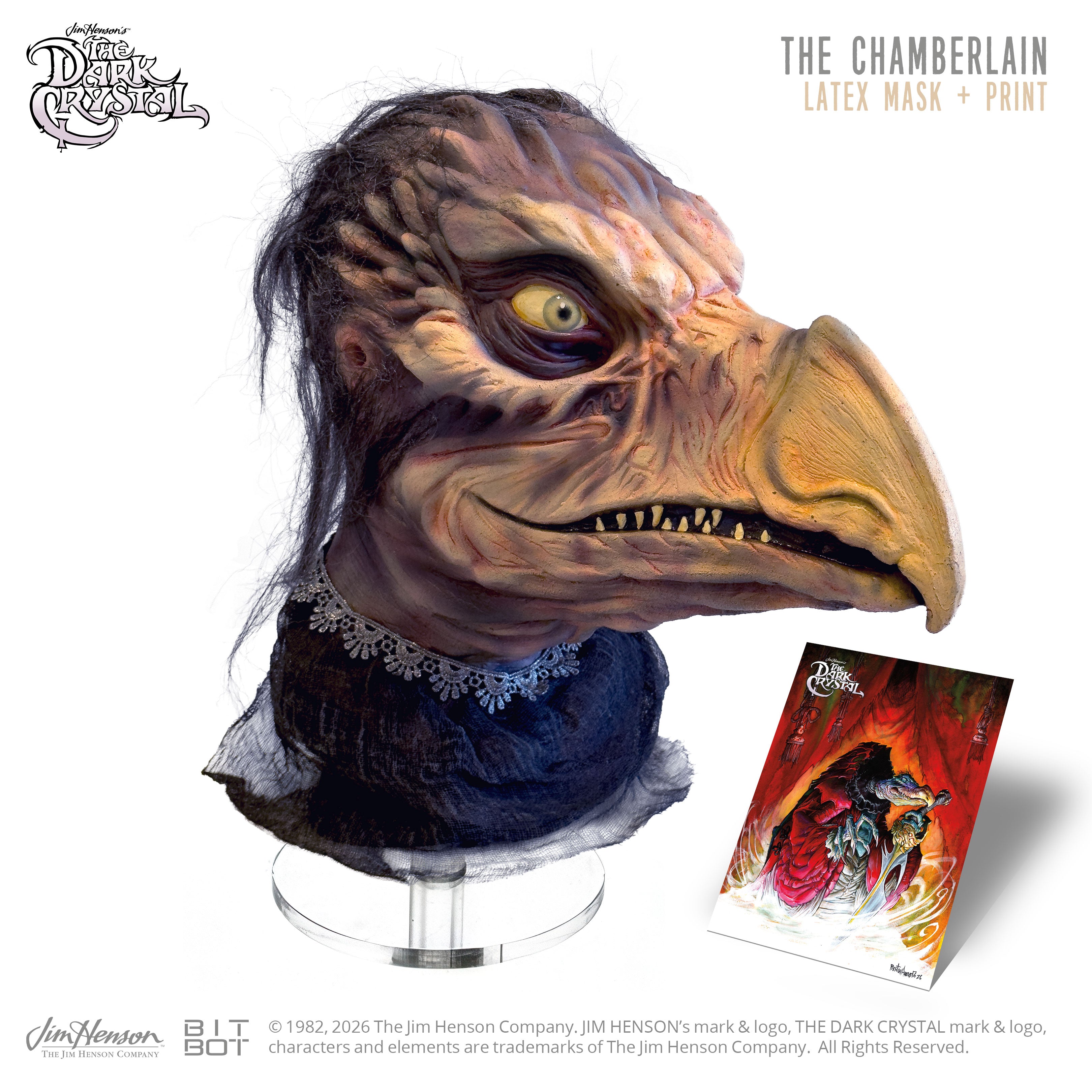 The Dark Crystal - The Chamberlain (Skeksis Latex Mask & Print